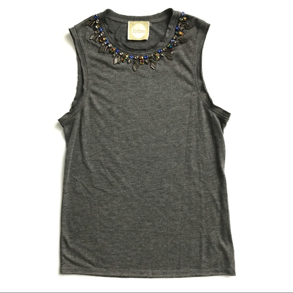 ANTHRO ALTHEA Beaded Neck Cotton Sleeveless Tank - Picture 3 of 6